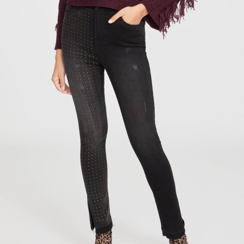 Rachel Roy Hi Rise Stud Split Hem Skinny Pant